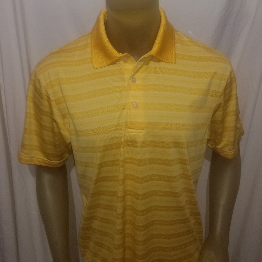 Golf PGA Tour Airflux Polo Size Large Gold Striped